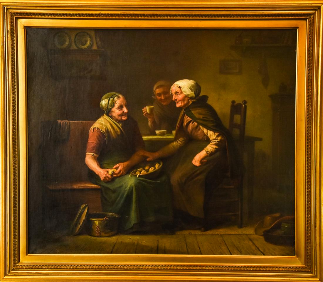 Johannes Helder 19th C Oil Painting Elderly Women (1 of 9)