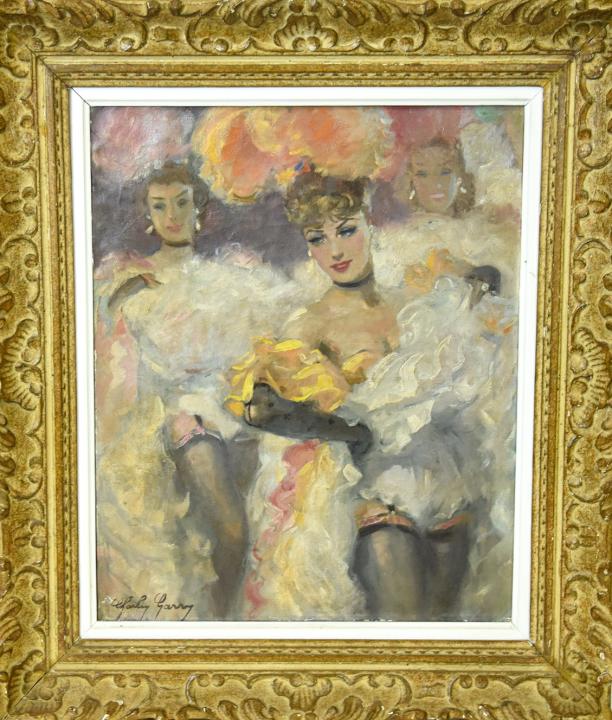 Charley Garry Signed Oil on Canvas Cabaret Dancers (1 of 7)
