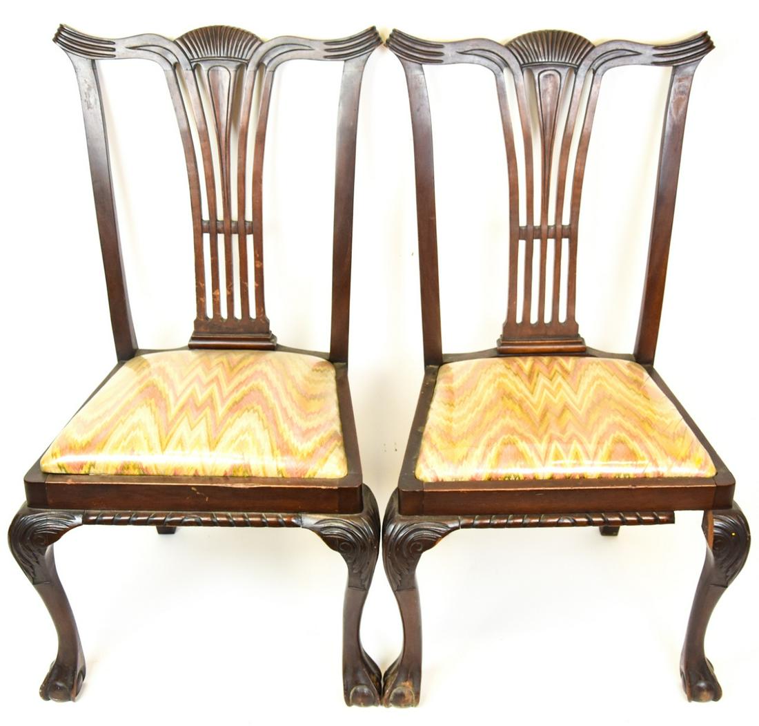 Antique Hand Carved Chippendale Style Side Chairs (1 of 8)