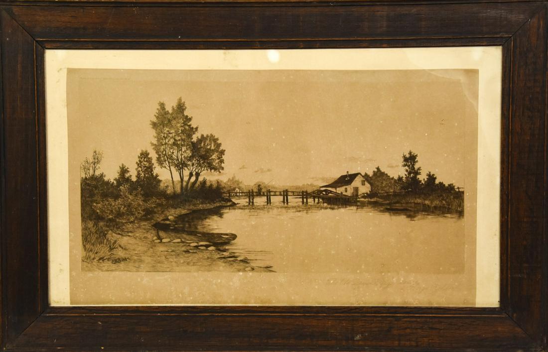 Antique Original Etching George Bohde Framed (1 of 9)