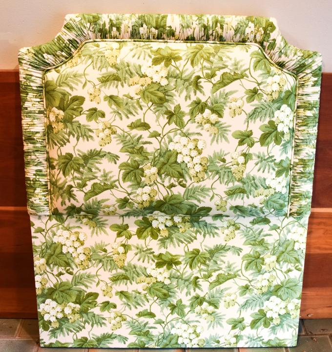 Custom Floral Toile Upholstered Twin Headboard (1 of 6)