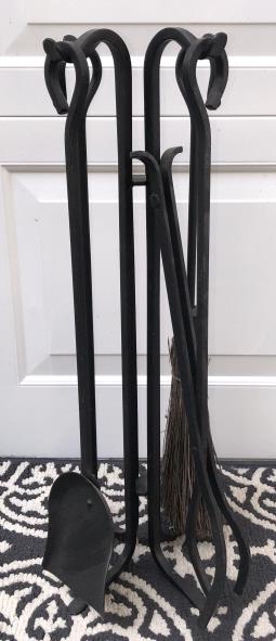 Set of Wrought Iron Powder Coated Fire Place Tools (1 of 3)
