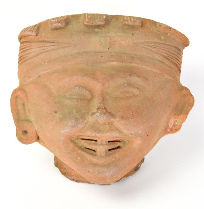 Vintage Mesoamerican Clay Figural Head Sculpture (1 of 6)