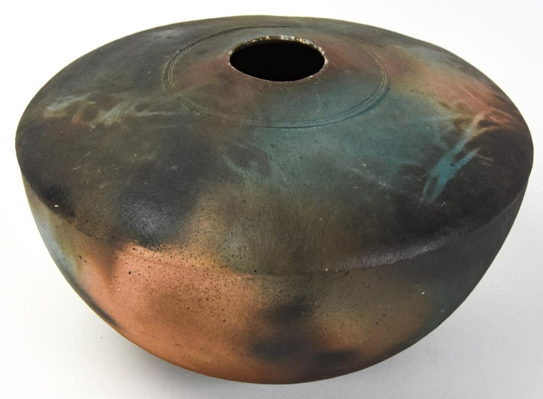 Laura Ross Studio Pottery Navajo Ceramic Vase: Laura Ross Studio Pottery Navajo Ceramic Vase. Measures 7.5 inches high x 13 inches wide. This sale is online only - no public preview or live in house sale will be held - please ask for additional ph
