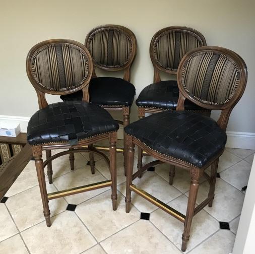 Four Mahogany Framed Kitchen Counter Bar Stools (1 of 4)