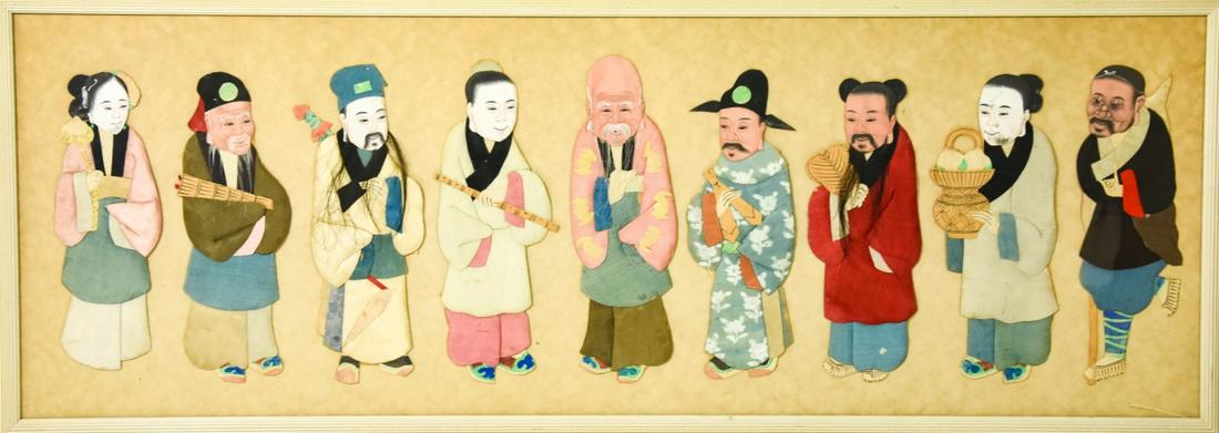 Chinese 3D Silk Fabric Figures In Shadow Box (1 of 6)