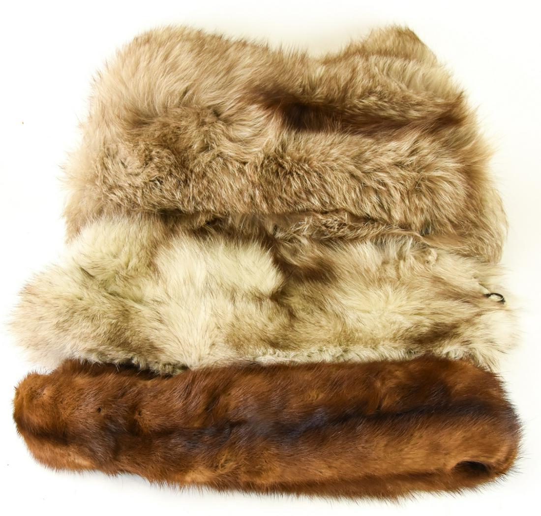 Trio Vintage Silver Fox Fur and Mink Wraps (1 of 7)