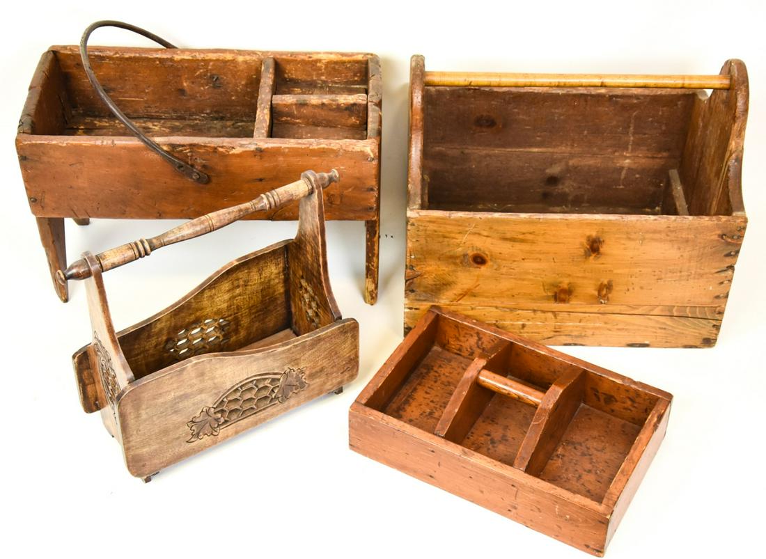 Collection Antique Hand Carved Wood Containers (1 of 5)