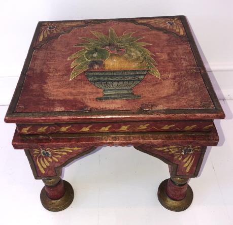 Mexican Folk  Art Hand Carved & Hand Painted Stool (1 of 3)