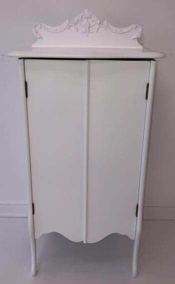 Victorian Carved & Painted Sheet Music Cabinet: Victorian Carved & Painted Sheet Music Cabinet. Antique cabinet restored and professionally painted white with multiple storage drawers. 45 inches x 22 inches x 17 inches This sale is online only - no