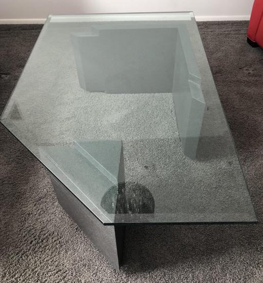 Modern Faux Stone Glass Top Coffee Table (1 of 5)
