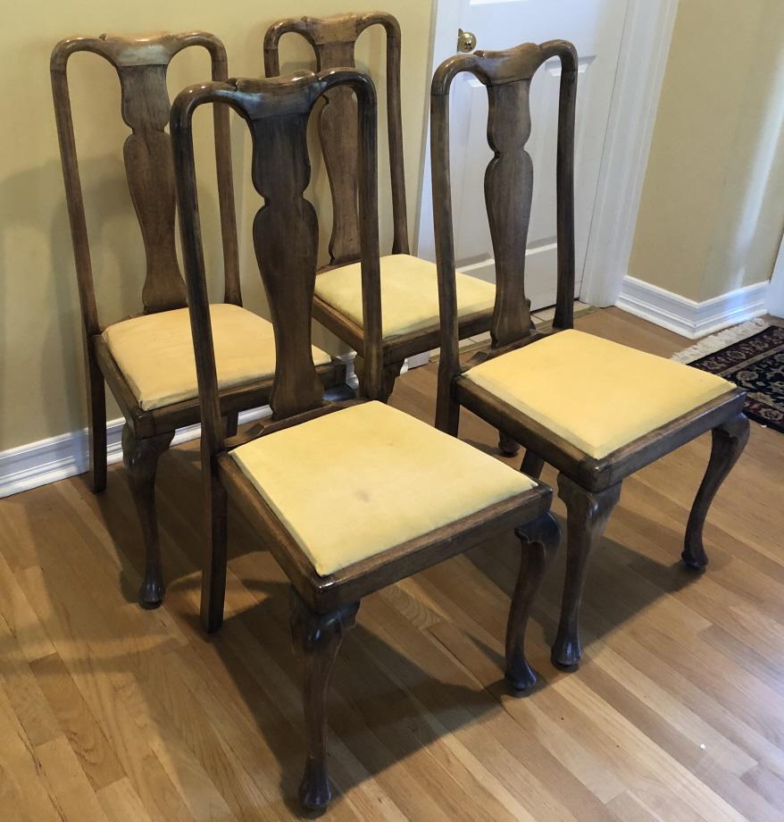 Set 4 Queen Anne Style Fiddleback Dining Chairs (1 of 5)