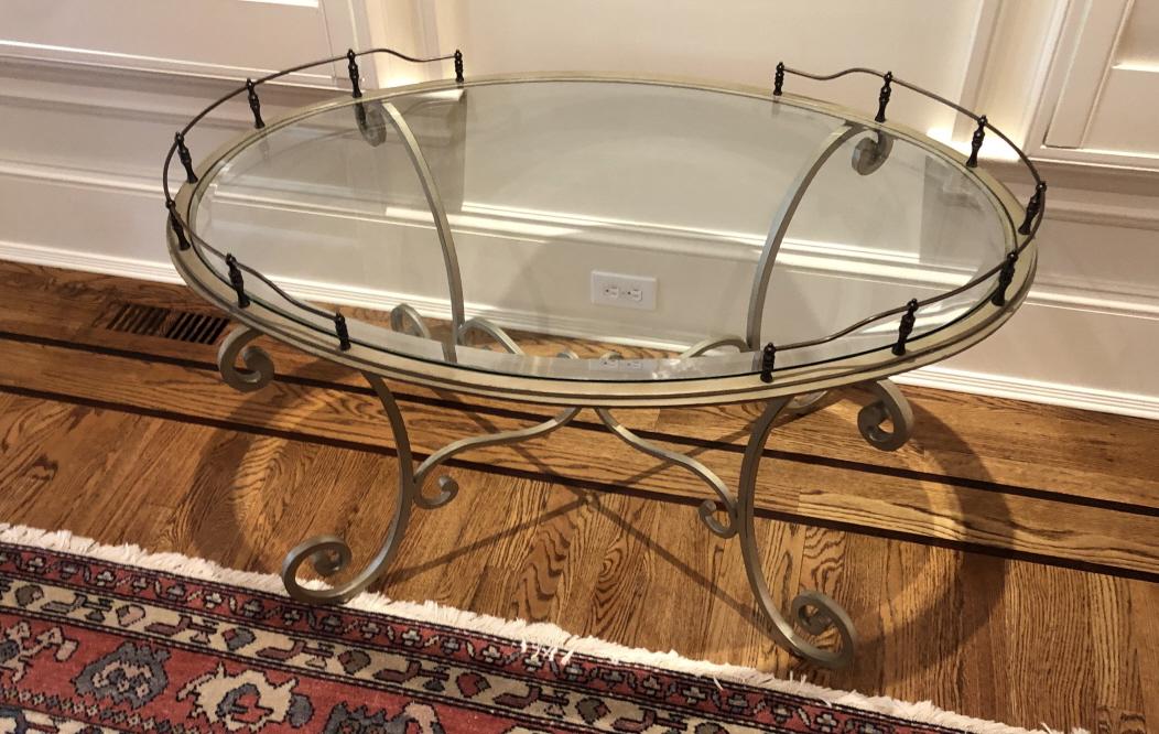 Hollywood Regency Wrought Iron Glass Coffee Table (1 of 4)
