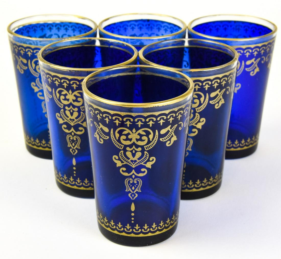 Set 6 Blue Moroccan Tea Glasses (1 of 5)