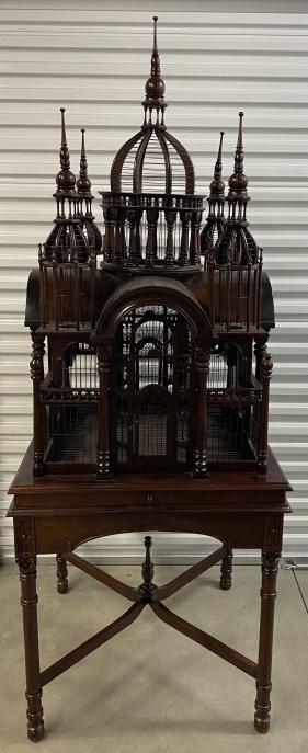 Large Victorian Style Carved Wood & Wire Birdcage (1 of 12)