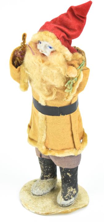 Antique C 1900 Santa or Belsnickel Christmas Decor: Antique C 1900 Santa or Belsnickel Christmas Decor w Spun Cotton Beard & Felt Clothes. Measures 9.5 inches in height.