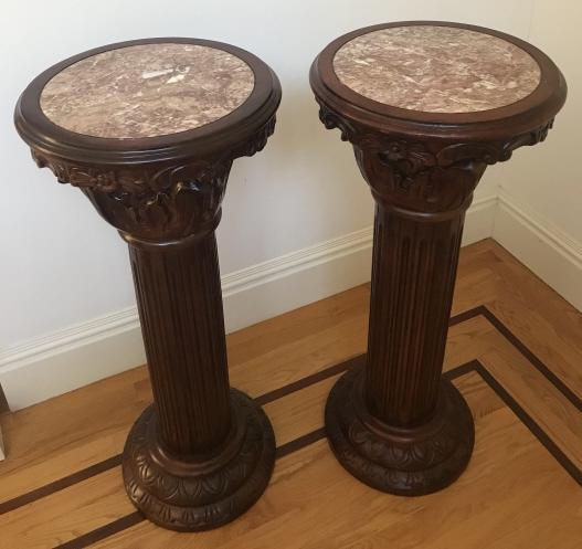 Pr Corinthian Column Marble Top Display Pedestals (1 of 4)