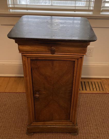 Louis Philippe Marble Book Matched Bedside Cabinet (1 of 7)