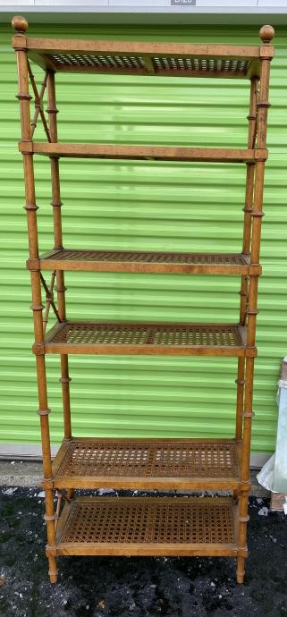 Faux Bamboo Carved & Caned Etagere (1 of 9)