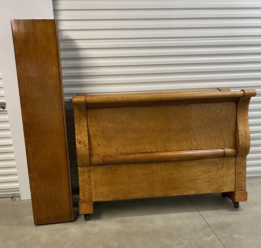 Full Size Burled Sleigh Bed Frame (1 of 6)