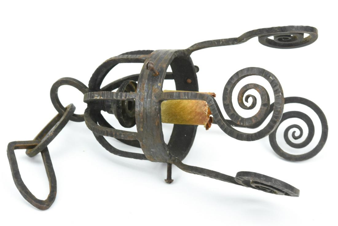 Antique Carion & Schneider Arts & Crafts Light: Antique Carion & Schneider Arts & Crafts Pendant Light. Unmarked, possibly made by Carion & Schneider or Muller Freres. Measures 6.75 inches in height plus the chain.