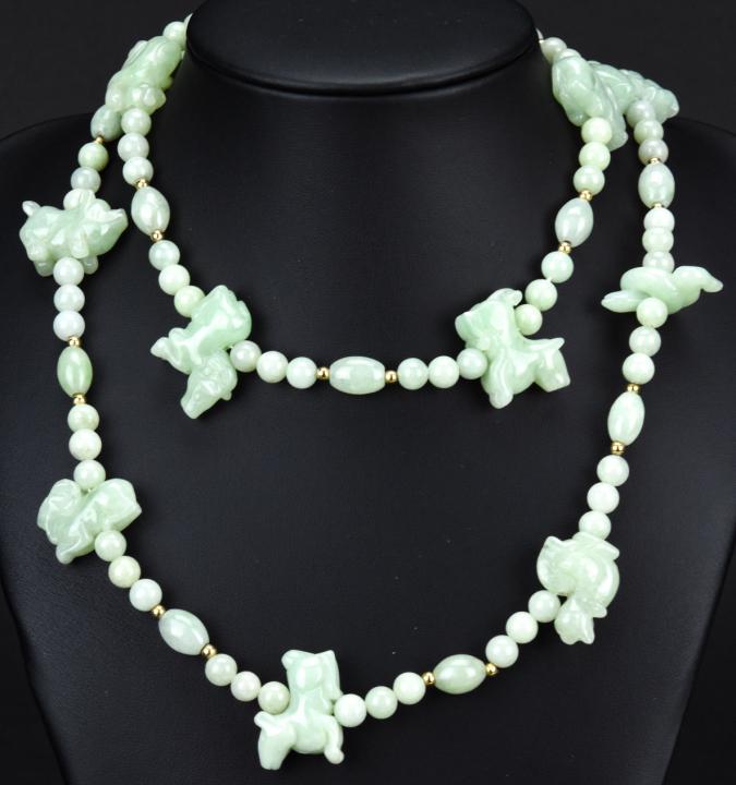 Estate 14kt Yellow Gold & Jade Chinese Necklace (1 of 8)