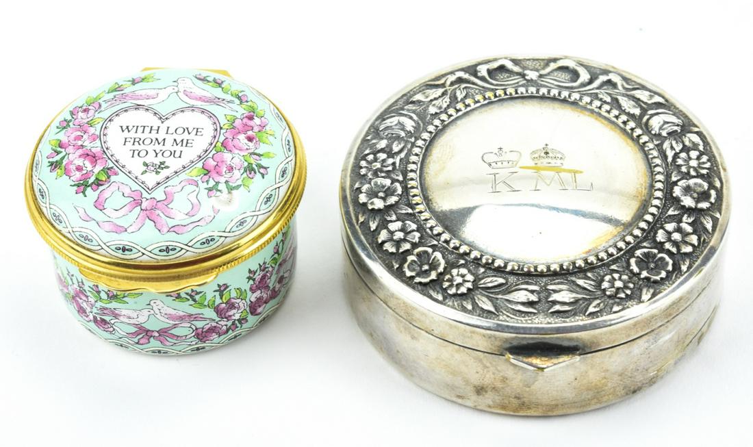 Halcyon Days Enamel & Antique Silver Miniature Box (1 of 9)