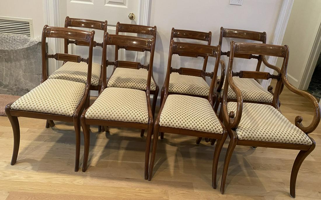 Set 8 French Empire Upholstered Dining Chairs (1 of 15)