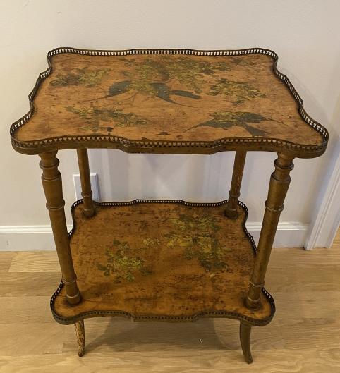 Antique English Hand Painted Side Table W Gallery (1 of 6)