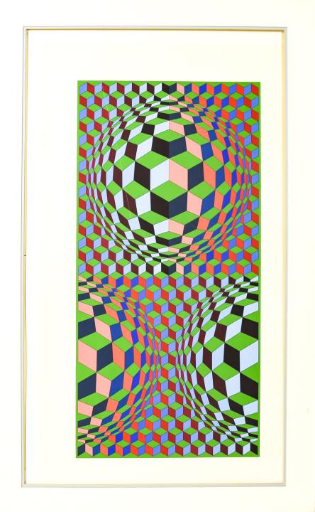 Framed Victor Vasarely "Nadir" Op Art Serigraph (1 of 10)