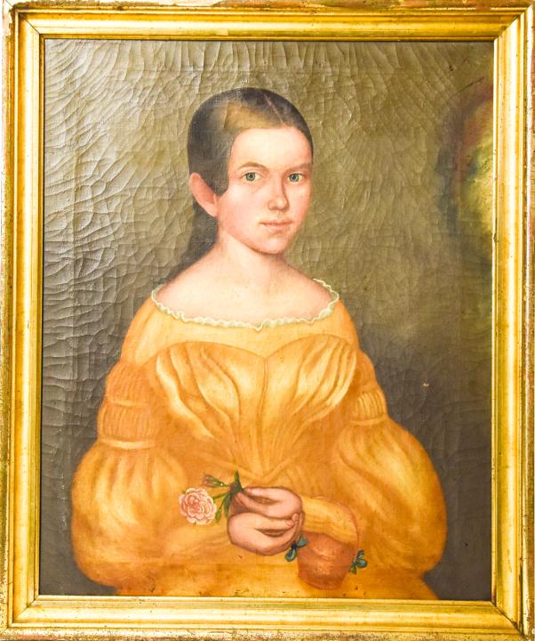 Antique Framed Oil / Canvas Portrait Young Girl (1 of 7)