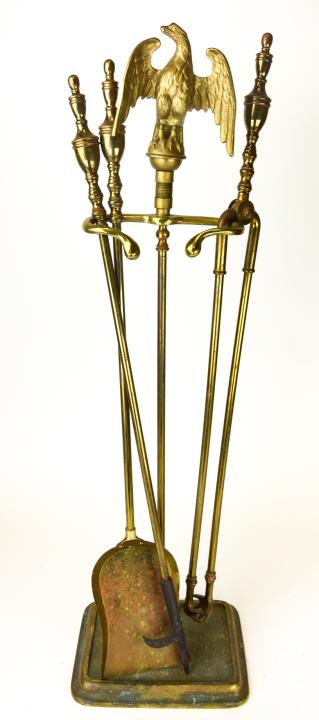 Federal Style Brass Fireplace Tools w Eagle Finial (1 of 7)