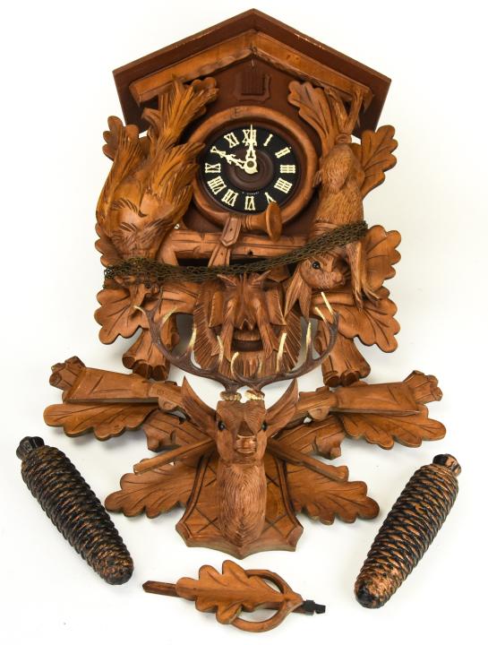Black Forest West German Carved Cuckoo Clock (1 of 9)