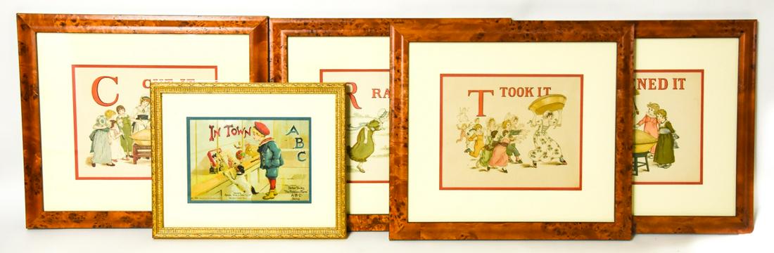 4 Framed Greenaway Alphabet Lithographs & More (1 of 7)