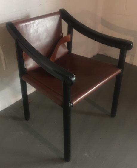 Cassina Brown Leather Black Lacquer Chair (1 of 5)