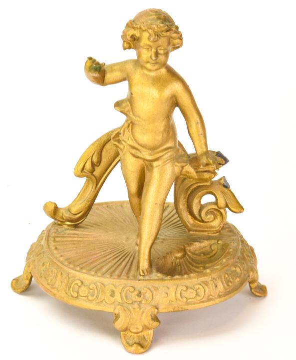 Antique C 1900 Gilt Ormolu Cherub Statue (1 of 7)