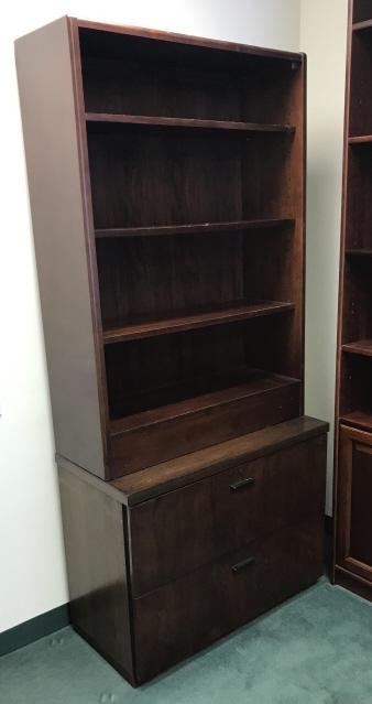 Mahogany Tone Bookcase w Cabinet Base (1 of 4)