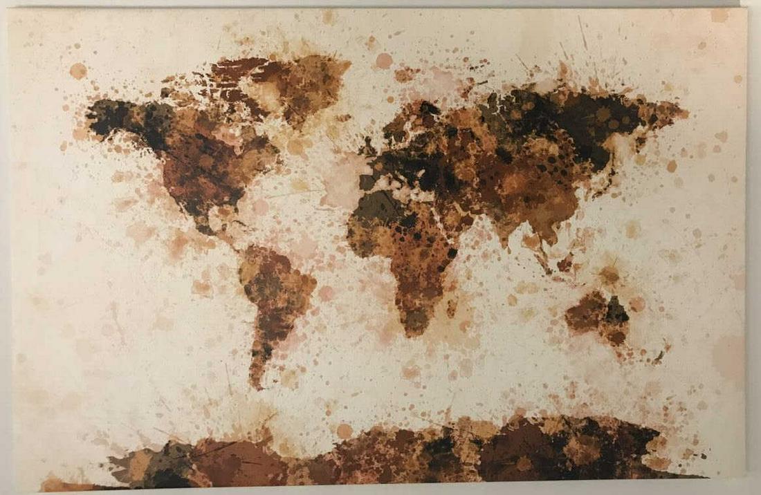 Giclee Print on Canvas of an Abstract World Map (1 of 3)