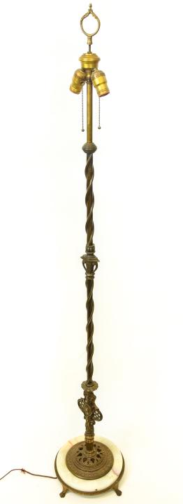 Victorian Style Cast Metal Marble Base Floor Lamp (1 of 8)