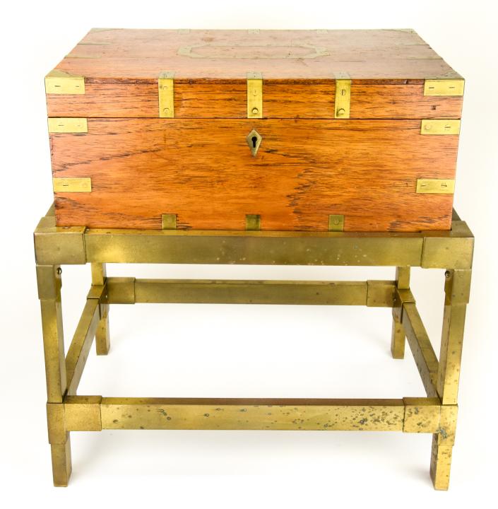 Campaign Style Chest on Brass Tone Stand (1 of 8)