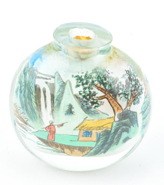Chinese Reverse Hand Painted Glass Snuff Bottle (1 of 6)