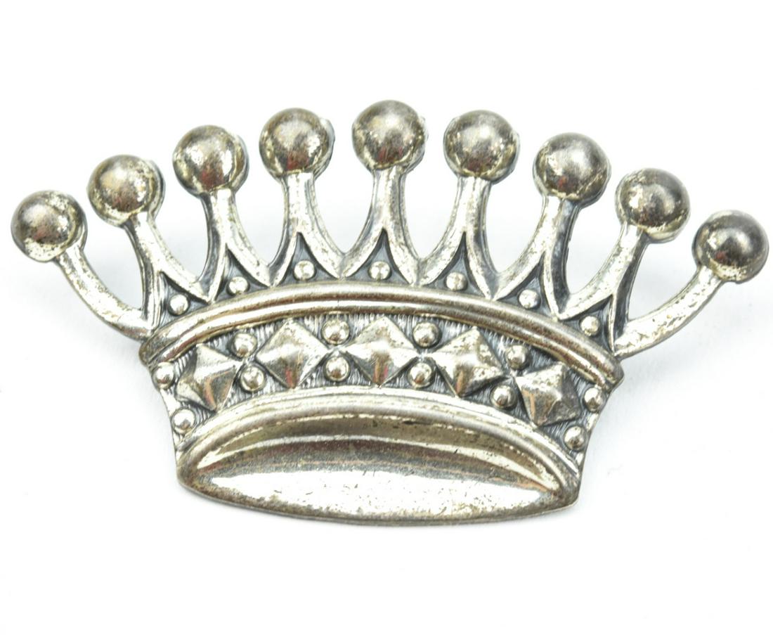 Estate Sterling Silver Crown Form Brooch (1 of 6)