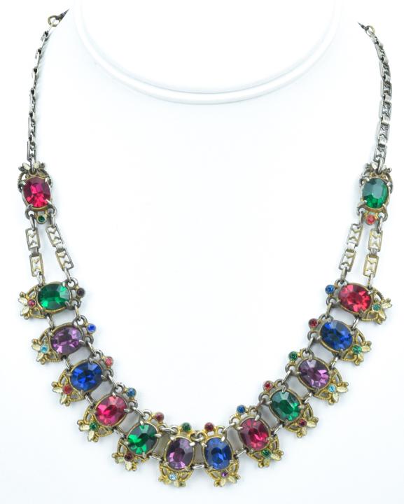 Antique Art Deco Prong Set Paste Necklace (1 of 7)