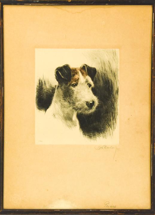 Signed Meyer Eberhardt Wire Fox Terrier Etching (1 of 8)