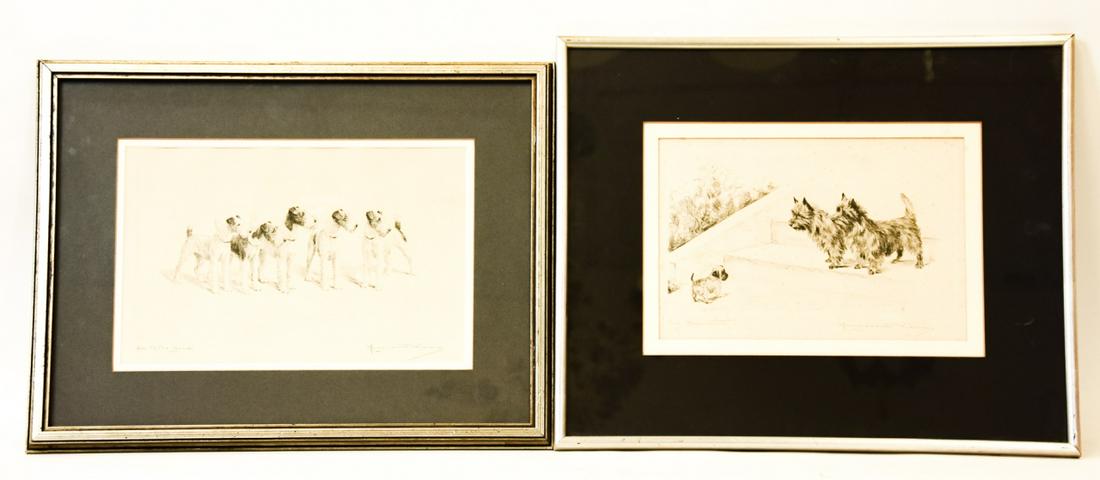 Two Framed Marguerite Kirmse Terrier Dog Etchings (1 of 11)