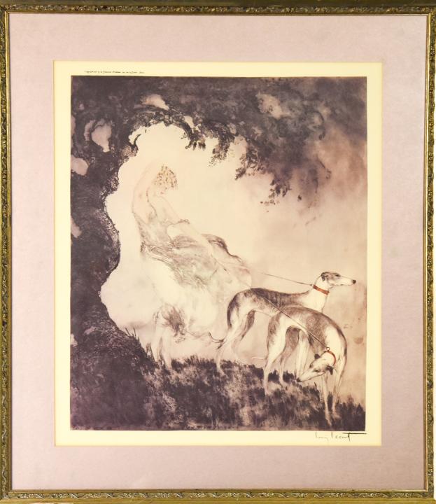 Framed Louis Icart "Gust of Wind" Art Deco Print (1 of 7)