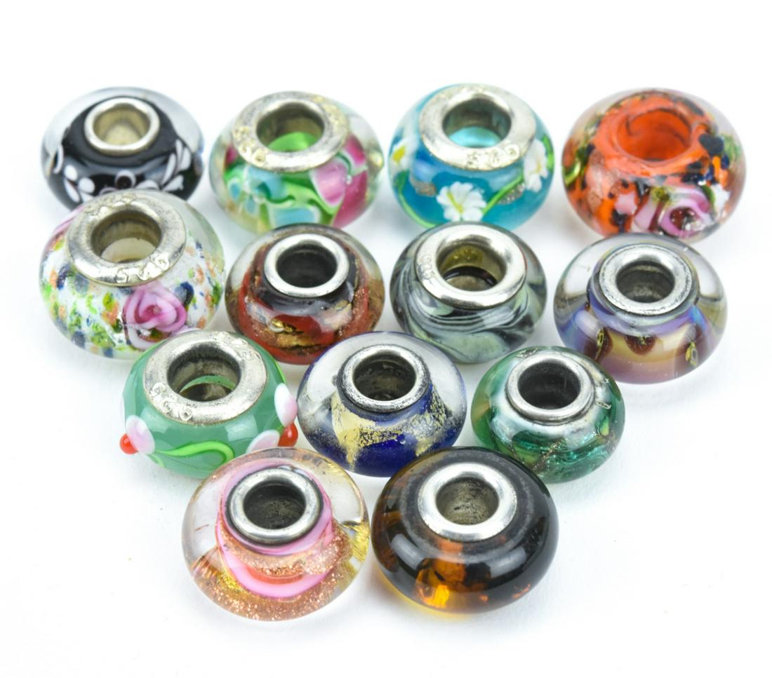 Collection Sterling Silver & Art Glass Charm Beads (1 of 7)