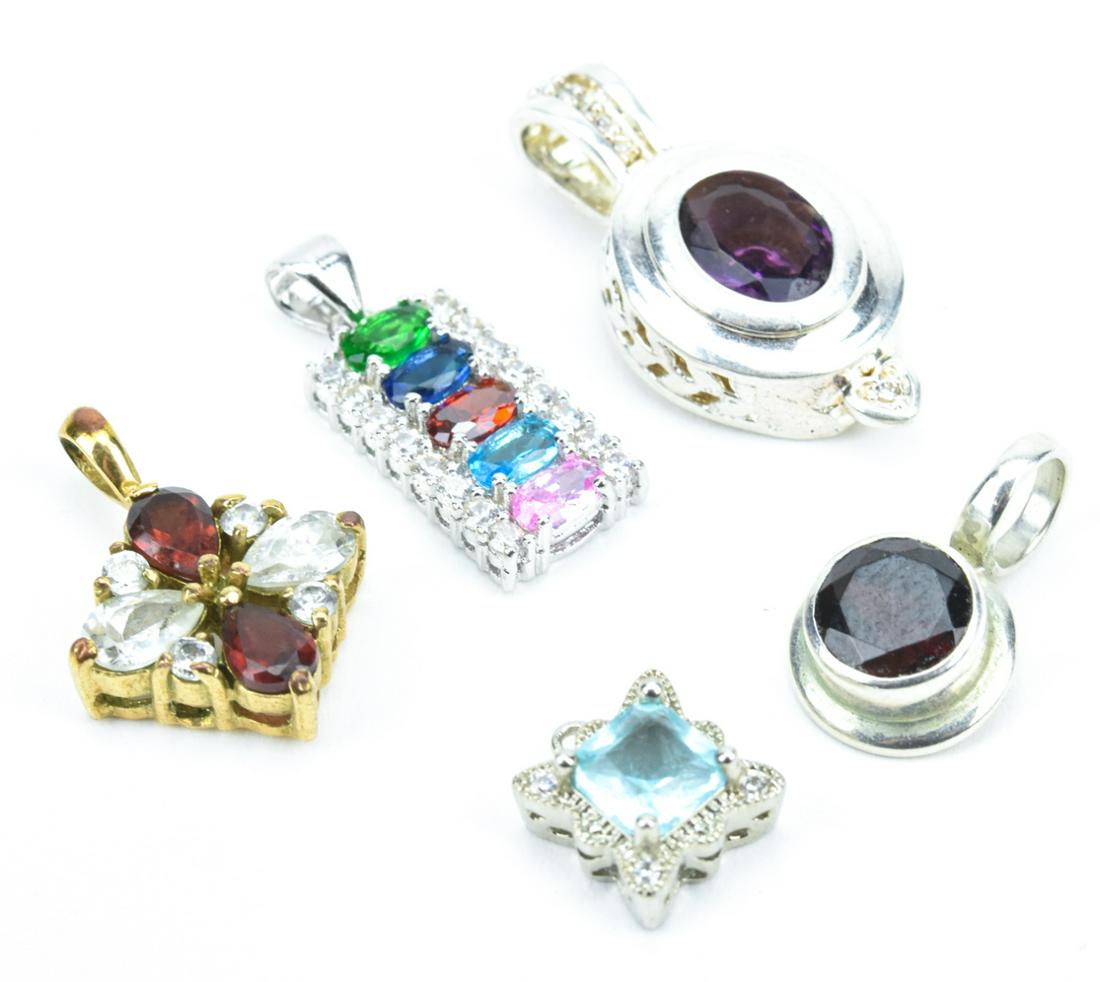 Five Gemstone Set Necklace Pendants (1 of 8)