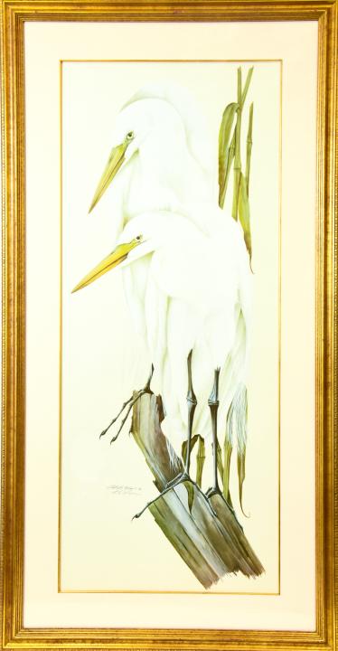 Art LaMay Large Framed Lithograph Egrets (1 of 9)