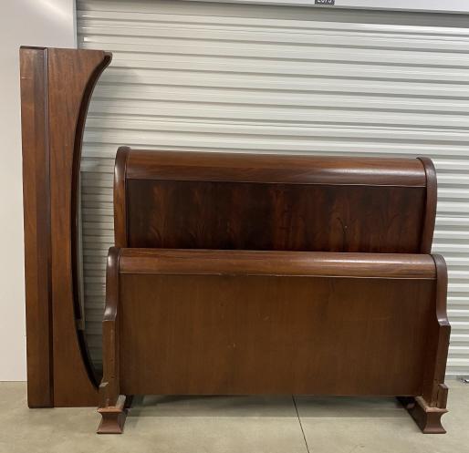 Queen Size Crotch Mahogany Sleigh Bed Frame (1 of 6)